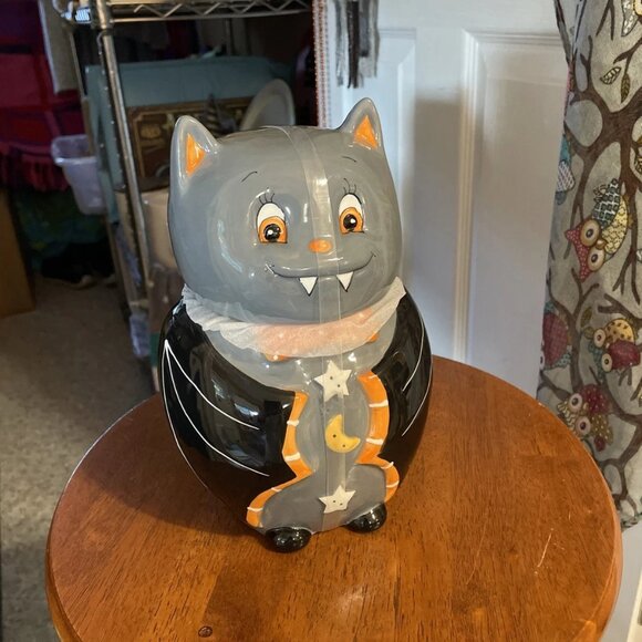 Transpac Little Village Vampire Bat Cookie Canister ~Shelly Comiskey ~ NWOT - Picture 2 of 6
